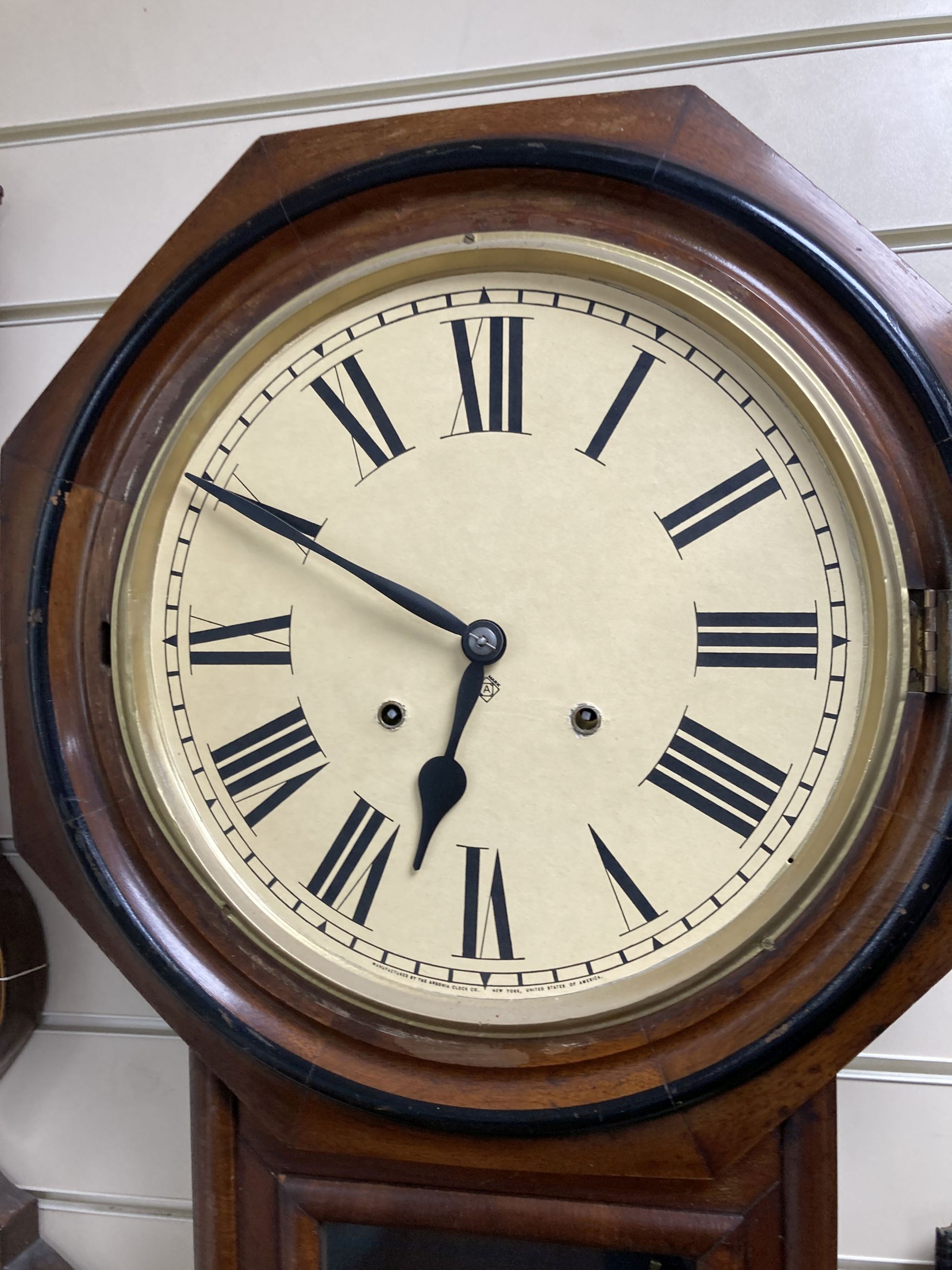 A 19th century American wall clock, height 80cm